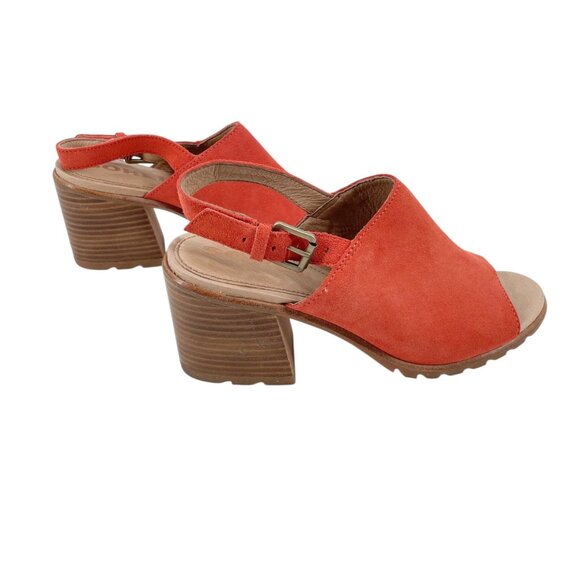Sorel Nadia Slingback Block Heeled Orange Suede Sandals Heels Womens Size 8 - Picture 3 of 7